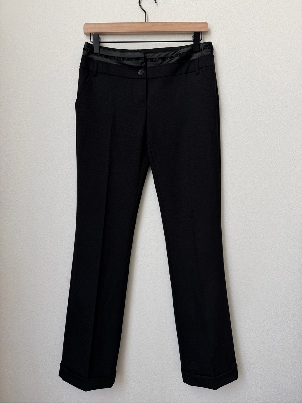Vintage D&G Dolce Gabbana Low Rise Black Logo Waistband Pants Size 26/ IT40